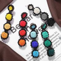 Glass Seed Beads Earring, Seedbead, Round, knit, without stopper & for woman 