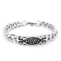 Stainless Steel Chain Bracelets, 316L Stainless Steel, Flower, polished, curb chain & for man, original color 