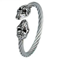 Stainless Steel Cuff Bangle, 316L Stainless Steel, Skull, polished, open & for man, original color mm 
