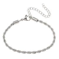 Stainless Steel Chain Bracelets, 316L Stainless Steel, with 6cm extender chain, Unisex & rope chain, original color, 3mm Approx 5.5 Inch 