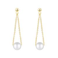Stainless Steel Drop Earring, with ABS Plastic Pearl, Korean style & for woman, golden 
