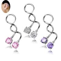 Stainless Steel Ear Piercing Jewelry, with Cubic Zirconia, hypo allergic & Unisex 