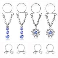Stainless Steel Nipple Ring, with Zinc Alloy, 4 pieces & Adjustable & for woman & with rhinestone 