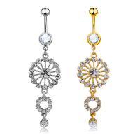 Stainless Steel Belly Ring, 316L Stainless Steel, with Zinc Alloy, fashion jewelry & for woman & with rhinestone 