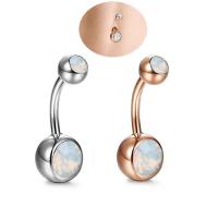 Stainless Steel Belly Ring, 316L Stainless Steel, with Opal, fashion jewelry & for woman 