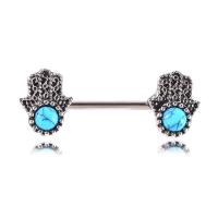 Stainless Steel Nipple Ring, 316L Stainless Steel, with Synthetic Turquoise & Zinc Alloy, Hand, fashion jewelry & for woman 