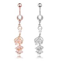 Stainless Steel Belly Ring, 316L Stainless Steel, with Cubic Zirconia, fashion jewelry & for woman & with rhinestone 