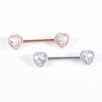 Stainless Steel Nipple Ring, with Cubic Zirconia & Brass, fashion jewelry & for woman & with rhinestone hig8mm  ,long16mm 