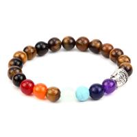 Tiger Eye Stone Bracelets, with Zinc Alloy, silver color plated, fashion jewelry & Unisex, 8mm 