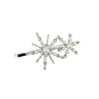 Hair Slide, Rhinestone, with Plastic Pearl & Zinc Alloy, fashion jewelry & for woman 