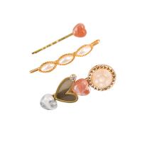 Hair Slide, Zinc Alloy, with Rhinestone & Plastic Pearl, fashion jewelry & for woman 