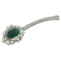 Hair Slide, Plastic Pearl, with Rhinestone & Zinc Alloy, fashion jewelry & for woman 