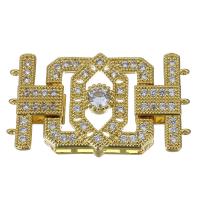 Brass Fold Over Clasp, gold color plated, micro pave cubic zirconia Approx 1mm 