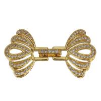 Brass Fold Over Clasp, gold color plated, micro pave cubic zirconia, 40mm Approx 