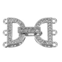 Brass Fold Over Clasp, platinum plated, micro pave cubic zirconia, 24mm Approx 1mm 