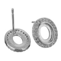 Латунный гвоздик для сережки, Латунь, покрытый платиной, инкрустированное микро кубического циркония 0.8mm, продается Пара