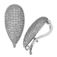 Brass Brooch, silver color plated, micro pave cubic zirconia & for woman Approx 1mm 