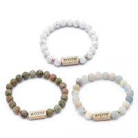 Natural Stone Bracelet, Unisex & frosted  Approx 7.25 Inch 