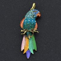 Zinc Alloy Animal Pendants, Parrot, gold color plated, DIY & with rhinestone 