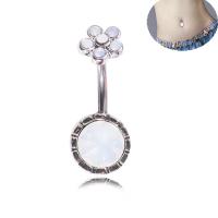 Stainless Steel Belly Ring, Flower, hypo allergic & for woman 