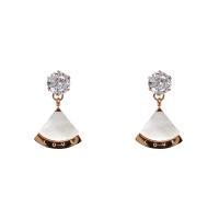 Titanium Steel Drop Earring, fashion jewelry & for woman & with rhinestone 