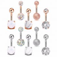Stainless Steel Belly Ring, with Opal & Cubic Zirconia, fashion jewelry & for woman, 5MMx 5f2fu 5927u7403 