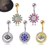 Stainless Steel Belly Ring, hypo allergic & for woman & with rhinestone 1.6mm ,long 10mm 