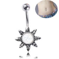 Stainless Steel Belly Ring, with Opal, fashion jewelry & hypo allergic & for woman 