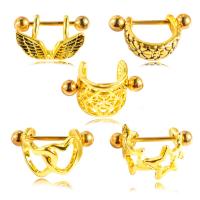 Stainless Steel Nipple Ring, with Brass, gold color plated, hypo allergic & for woman, 1.2mmuff0c11mm uff0c4mm 