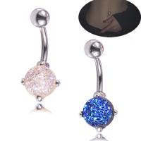 Stainless Steel Belly Ring, fashion jewelry & for woman & with rhinestone 