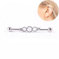 Stainless Steel Ear Piercing Jewelry, with Opal, fashion jewelry & hypo allergic & for woman & with rhinestone 