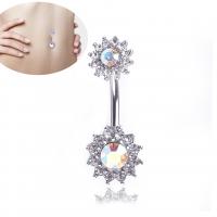 Stainless Steel Belly Ring, 316L Stainless Steel, with Zinc Alloy, fashion jewelry & Unisex & with rhinestone 