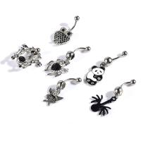 Stainless Steel Belly Ring, with Zinc Alloy, fashion jewelry & for woman & enamel, 1.6mm x10mm 