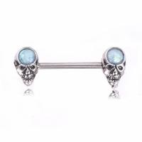 Stainless Steel Nipple Ring, with Opal, Skull, fashion jewelry & hypo allergic & for woman 