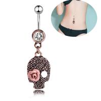 Stainless Steel Belly Ring, fashion jewelry & for woman & with rhinestone 