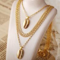 Fashion Multi Layer Necklace, Zinc Alloy, Shell, gold color plated, multilayer & Unisex & rolo chain 