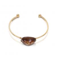 Zinc Alloy Cuff Bangle, with Shell, Shell, gold color plated, open & for woman, golden, 18mm mm 