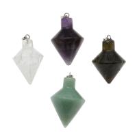 Gemstone Brass Pendants, with Brass, platinum color plated, random style Approx 3*5mm 