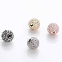 Cubic Zirconia Micro Pave Brass Beads, Round, plated, micro pave cubic zirconia 12mm Approx 1mm 