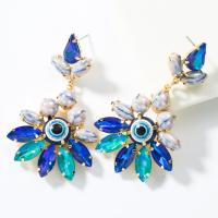 Resin Zinc Alloy Earring, with Porcelain & Crystal & Resin, plated, fashion jewelry & for woman & with rhinestone 