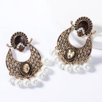 Plastic Pearl Zinc Alloy Earring, with Plastic Pearl, plated, fashion jewelry & for woman & with rhinestone 