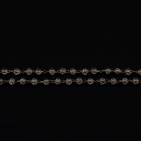 Латунь цепочки, с Кристаллы, плакирован золотом, очистить, 3mm, 100м/Золотник, продается Золотник