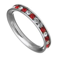 Cubic Zirconia Stainless Steel Finger Ring, with cubic zirconia, 3mm 