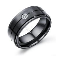 Men Stainless Steel Ring in Bulk, fashion jewelry & for man & with rhinestone, black, 8mm 