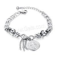 Stainless Steel Charm Bracelet, vintage & fashion jewelry & for woman, original color .08 Inch 