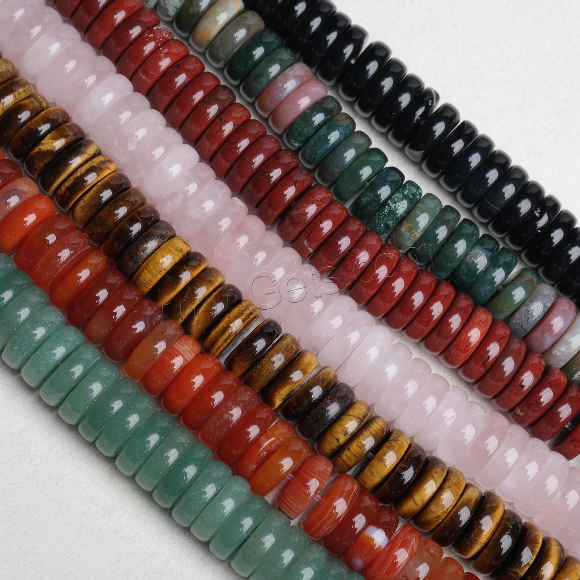 Mixed Gemstone Beads, Flat Round, different materials for choice, Hole:Approx 1mm, Approx 190PCs/Strand, Sold By Strand