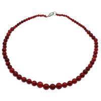 Coral Necklace, brass lobster clasp, platinum color plated, fashion jewelry & for woman, red, 4-10mm Approx 17.7 Inch 