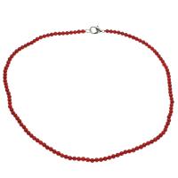 Natural Coral Necklace, brass lobster clasp, platinum color plated, fashion jewelry & for woman, red, 4mm Approx 19.6 Inch 