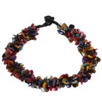 Natural Coral Necklace, with Nylon Cord & Black Agate, fashion jewelry & for woman, multi-colored, 7*1mm-7*16*1mm Approx 17.7 Inch 