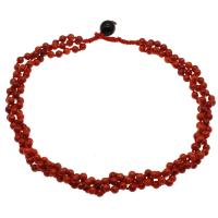 Collier de corail naturel, avec corde en nylon & agate noire, bijoux de mode & pour femme, noir et rouge, 6mm Environ 19.6 pouce, Vendu par brin